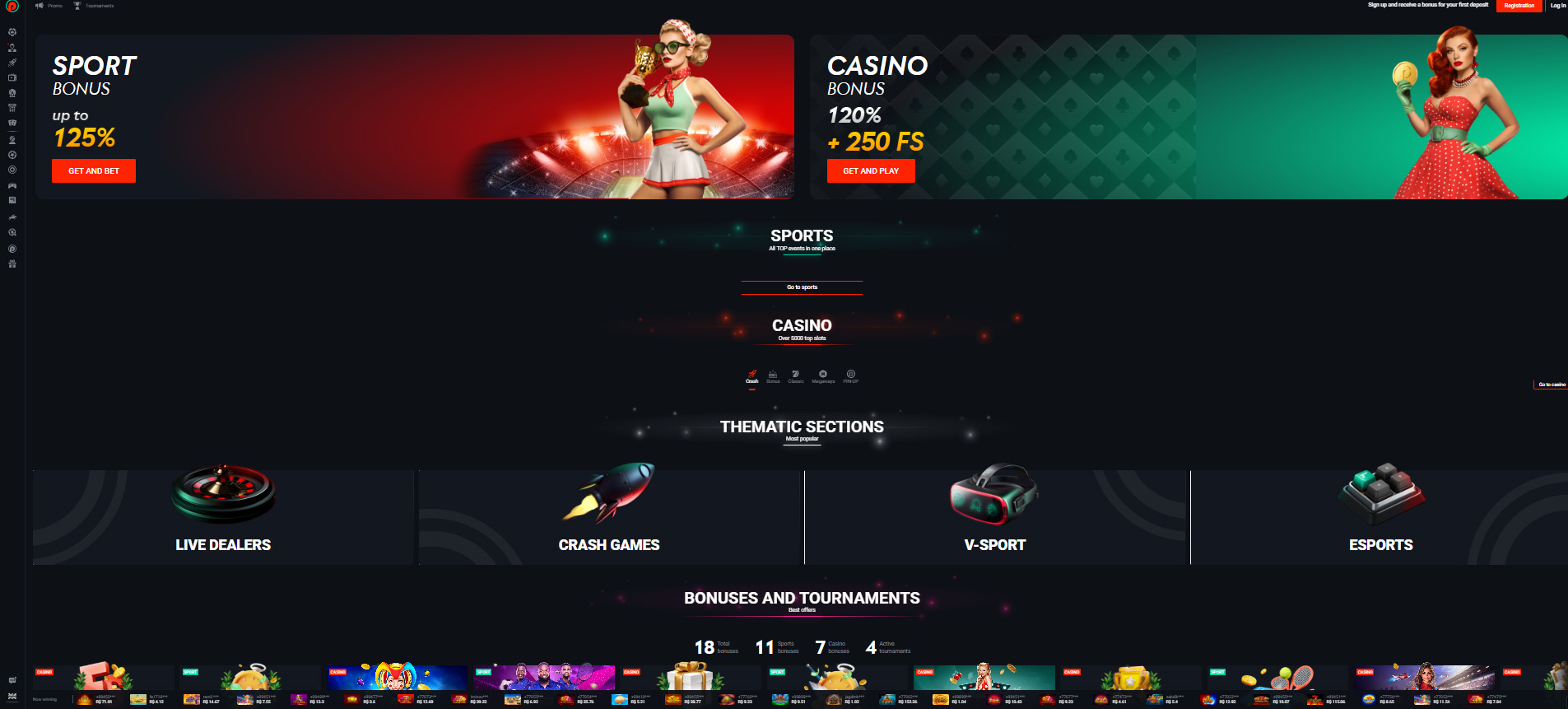 Logo Pin-Up Casino na tle promocyjnych grafik.